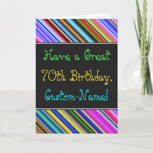 Fun, Colourful, Whimsical 70th Birthday Card (Front)