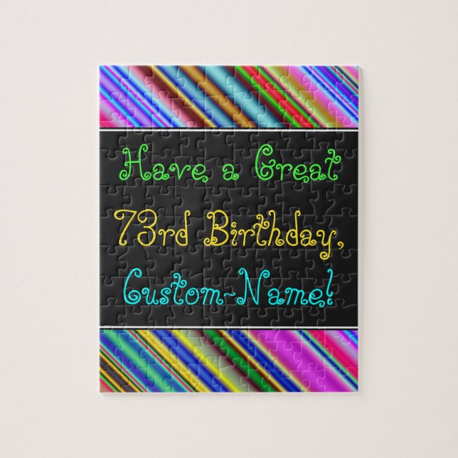 Fun, Colourful, Whimsical 73rd Birthday Puzzle (Vertical)