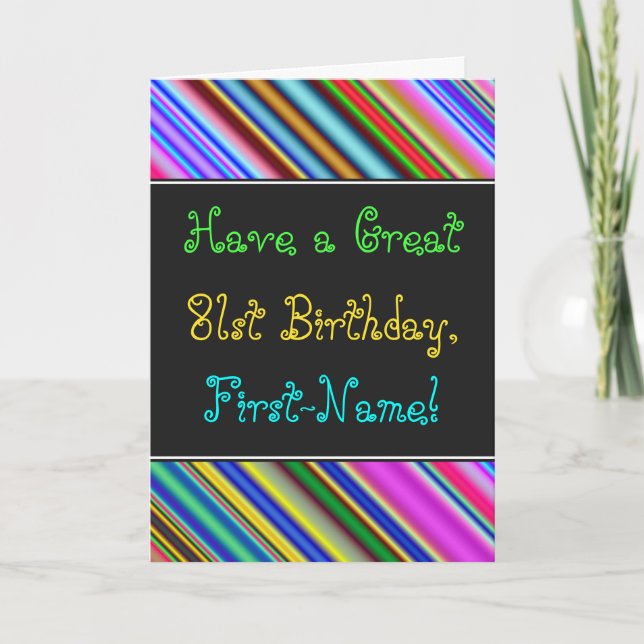 Fun, Colourful, Whimsical 81st Birthday Card (Front)