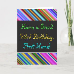 Fun, Colourful, Whimsical 83rd Birthday Card