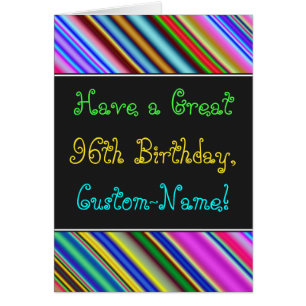 Fun, Colourful, Whimsical 96th Birthday Card