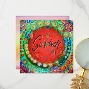 Fun Colourful Whimsical Survivor Encouragement Thank You Card