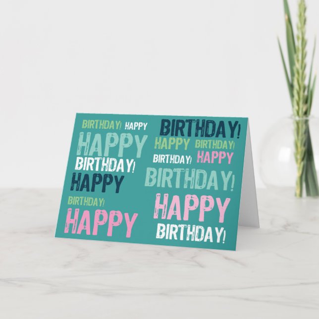Fun Colourful Word Birthday Card (Front)