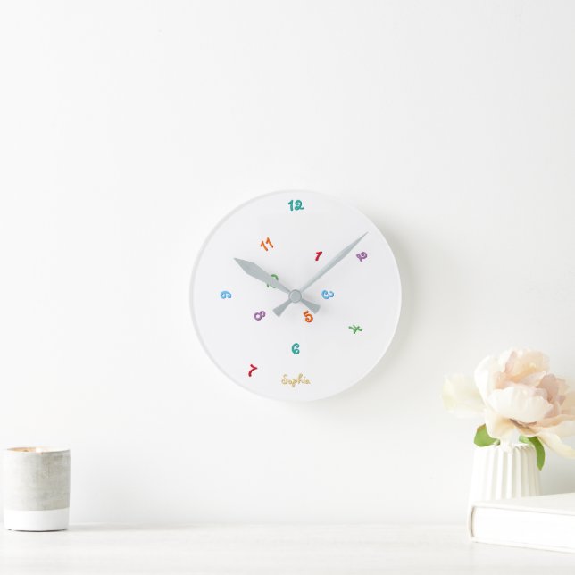 Fun Colours Jumbled Hours Personalized Name Kids Round Clock (Home)