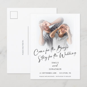 Fun Come For Booze Photo Save The Date Announcement Postcard