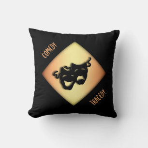 Fun Comedy and Tragedy Theater Masks Throw Pillow
