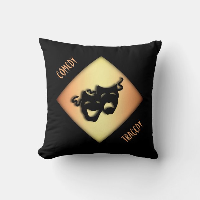 Fun Comedy and Tragedy Theater Masks Throw Pillow (Front)