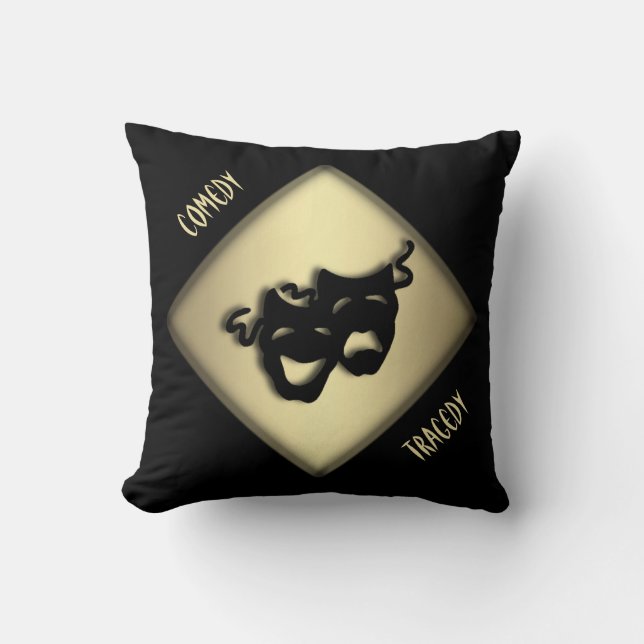 Fun Comedy and Tragedy Theatre Masks Throw Pillow (Front)