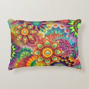 Fun Comfy Colourful Modern Boho Floral Accent Pillow