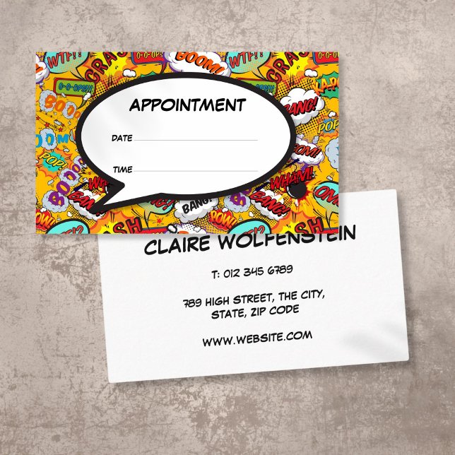 Fun Comic Book Discours Bubble Carte de rendez-vou (Fun Comic Book Speech Bubble Appointment Card)