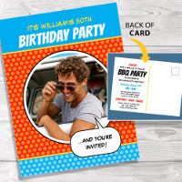 Fun Comic Style Any Age Birthday Party BBQ Orange