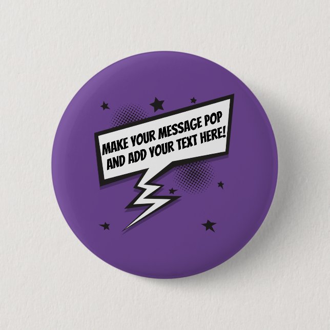 Fun comic style callout speech bubble 2 inch round button (Front)