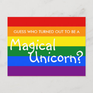 Fun Coming Out Magical Unicorn (Customizable Text) Postcard