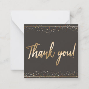 Fun Confetti Faux Gold Foil Script Thank You Card