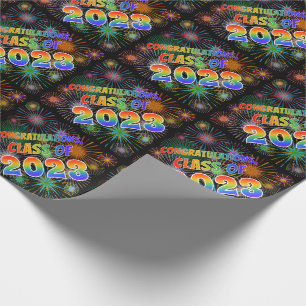 Fun "CONGRATULATIONS, CLASS OF 2023"  (Fireworks) Wrapping Paper