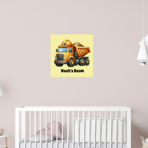 Fun construction lovers nursery add name  poster