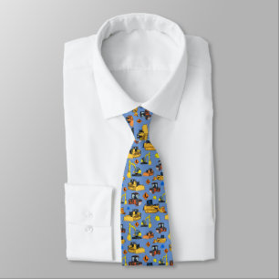 Fun Construction Vehicles Illustrations Pattern Tie