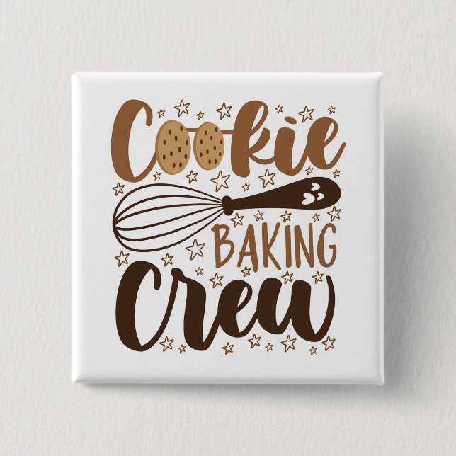Fun Cookie Baking Crew Design 2 Inch Square Button (Front)
