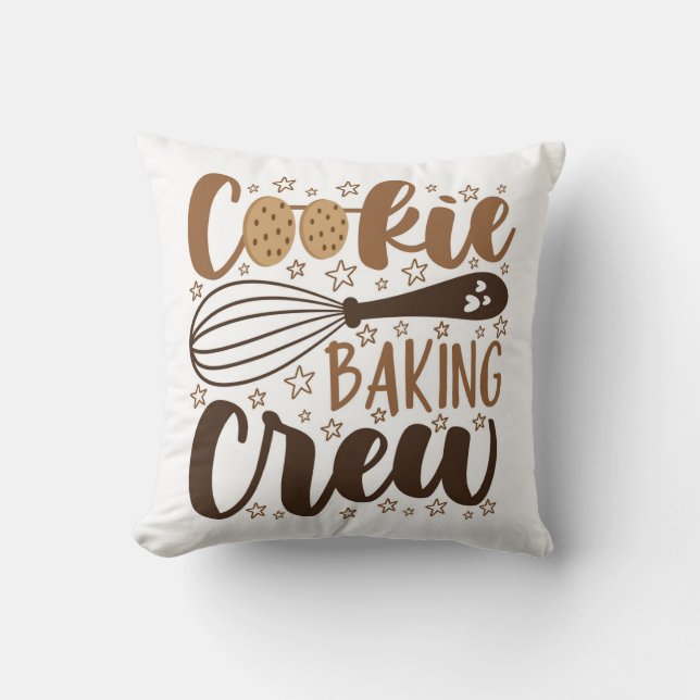 Fun Cookie Baking Crew Design Throw Pillow (Front)