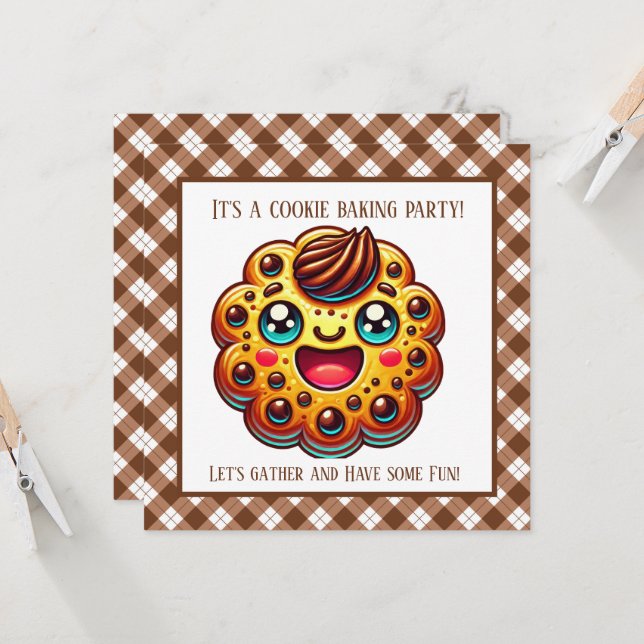 Fun cookie baking party  invitation (Front/Back In Situ)
