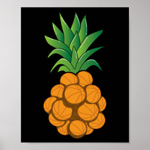 Fun cool basketball pineapple design - graphic art poster