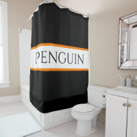 Fun Cool Black White Orange Stripes Penguin Text