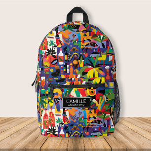 Fun Cool Cartoon Colourful Doodle Personalized Kid Printed Backpack