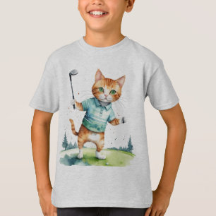 Fun Cool Cat Golfer Golfing Animal Humour T-Shirt