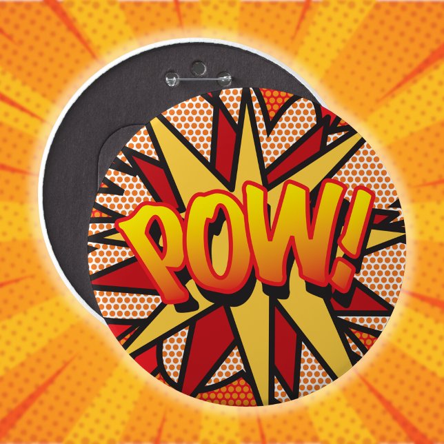 Fun Cool Comic Book Pop Art POW 6 Inch Round Button (Fun Cool Comic Book Pop Art POW Button)