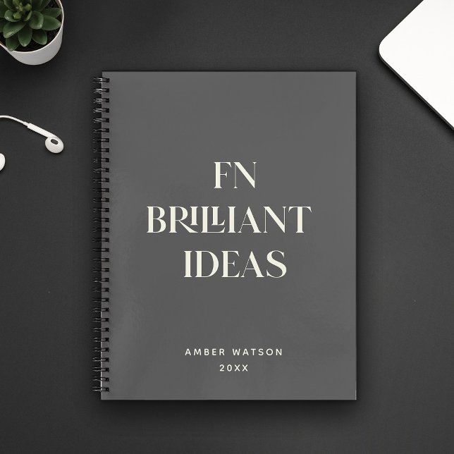 Fun Cool Grey Custom Name Brilliant Ideas Planner Notebook (Creator Uploaded)