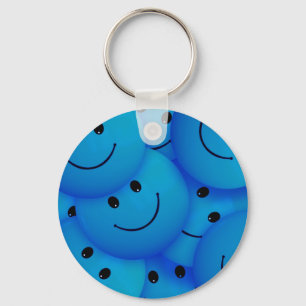 Fun Cool Happy Blue Faces Keychain