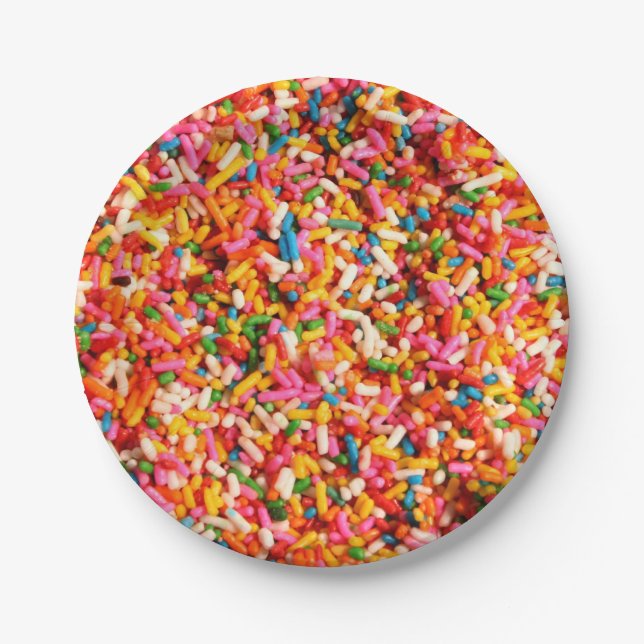 Fun Cool Multi Coloured Candy Sweets Sprinkles Paper Plate (Front)