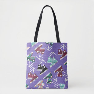 Fun Cool Retro Colourful Sneaker Cartoon Pattern Tote Bag
