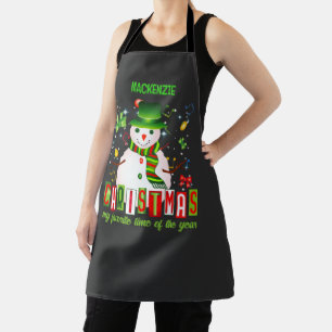 Fun Cool Snowman Christmas Favourite Time of Year Apron