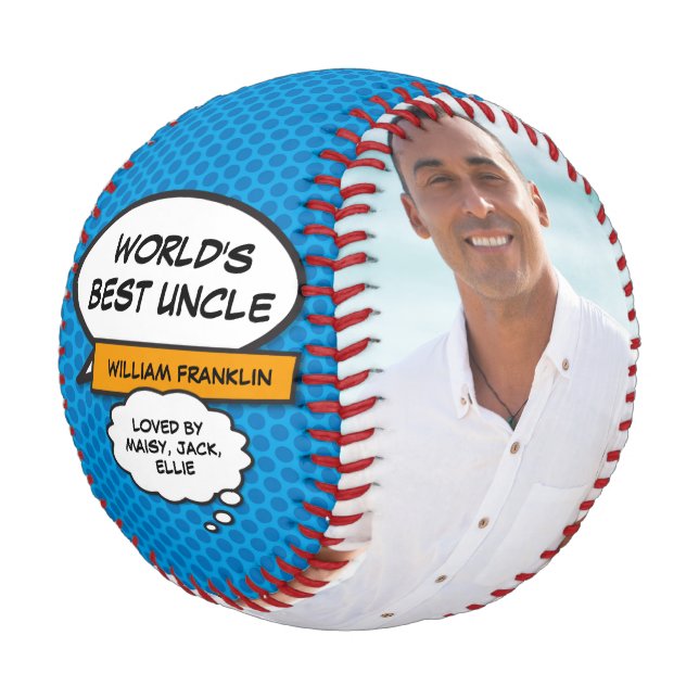 Fun Cool World's Best Uncle Comic Book Photo Baseball (Angled)