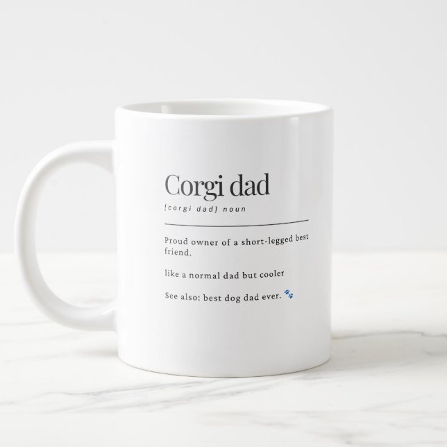 Fun Corgi Dad Definition Dictionary Style Gift  Large Coffee Mug (Left)