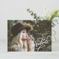 Fun Corner Script Four Photo Grad Announcement 