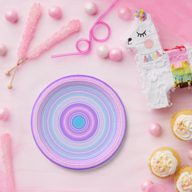 Fun Cotton Candy Coloured Party Paper Plate | Zazzle