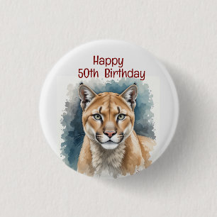  Fun Cougar Over the Hill Custom Age Birthday 1 Inch Round Button