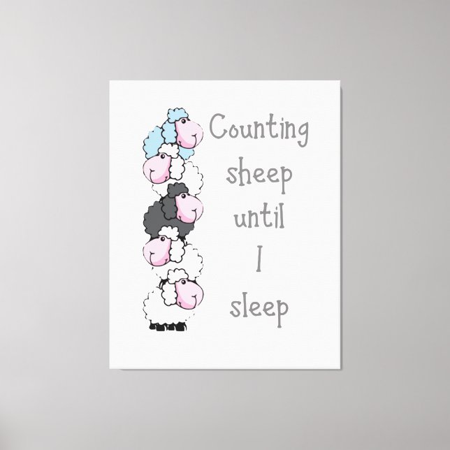 Fun Counting Sheep Until I Sleep Quote Canvas Print (Front)
