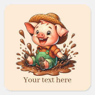 Fun Country pig lovers add text Square Sticker