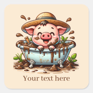 Fun Country pig lovers add text Square Sticker