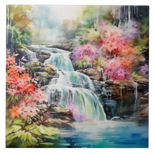 Fun Country waterfall scene  Tile
