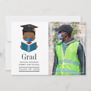 Fun Covid-19 African American Boy Graduation Photo Announcement