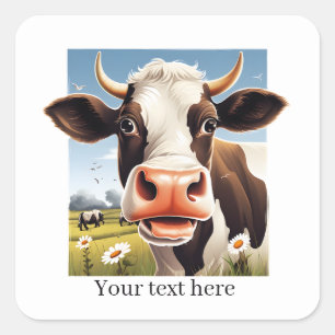 Fun cow lovers customizable  square sticker