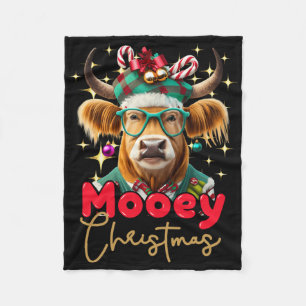 Fun Cow Mooey Christmas Scottish Family Group Fleece Blanket