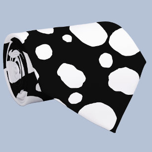 Fun Cow Print Western Spots Pattern Black White Tie