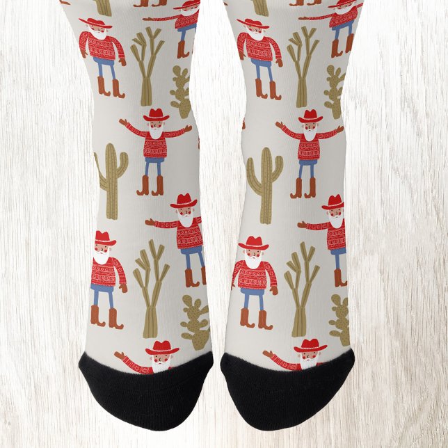 Fun Cowboy Santa Claus Western Christmas Socks (Fun Cowboy Santa Claus Christmas Holiday Western socks)