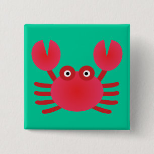 Fun Crab 2 Inch Square Button