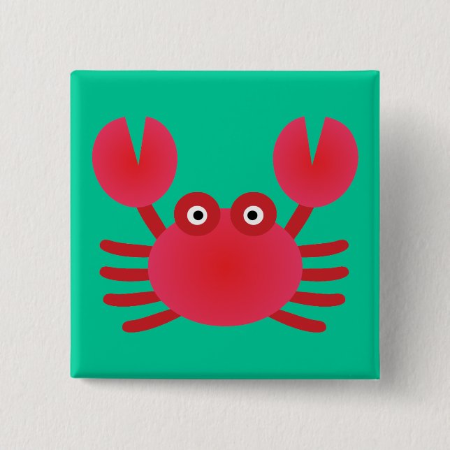 Fun Crab 2 Inch Square Button (Front)